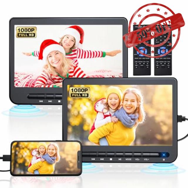 10.5" Dual Portable DVD Player for Car with 1080P HDMI Input