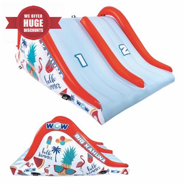WOW Sports - Big Kauna Inflatable 2 Person Pool Waterslide - Perfect for Inground Pool - Fun Backyard Game for Kids & Adults - W/Water Sprinkler