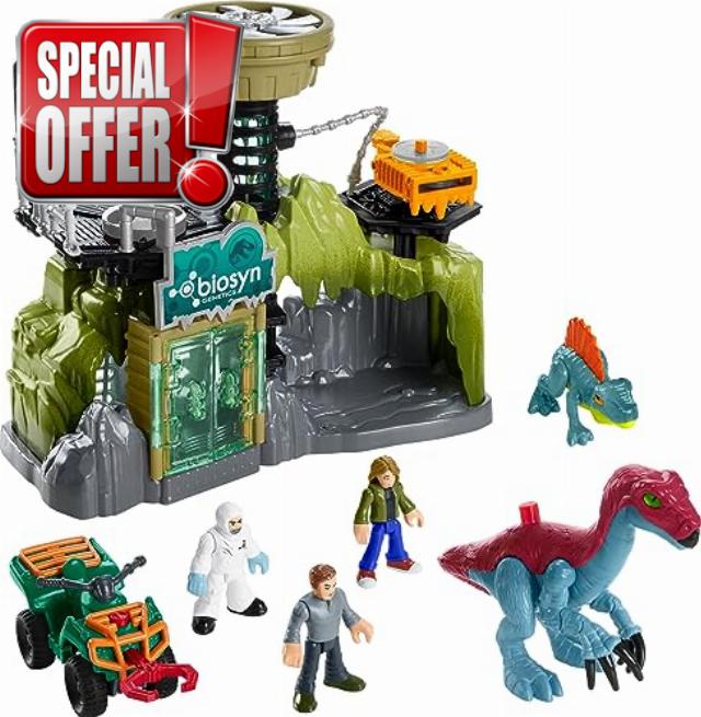 Imaginext Jurassic World Dinosaur Lab Playset with Owen Grady Maisie & Dr. Grant Figures