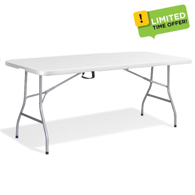 KEPLIN 6ft Folding Table with Spacious 180x70x74cm Tabletop & Sturdy Metal Frame – Waterproof