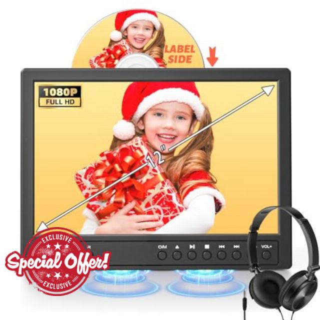 Arafuna 12" Portable DVD Player for Car with Headphone