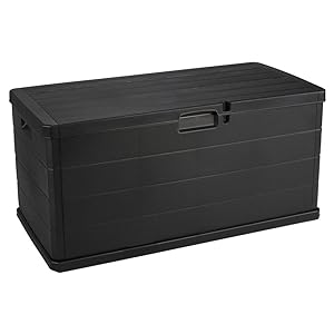 350l outdoor patio anthracite plastic garden storage box with handles wheels