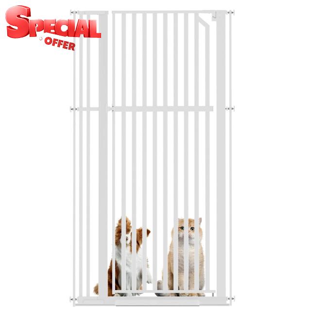 XJD 63 inch Extra Tall Pet Gate with 30" to 37.8" Wide Safety Metal Gate