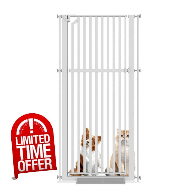 XJD 63 inch Extra Tall Pet Gate with 30" to 37.8" Wide Safety Metal Gate