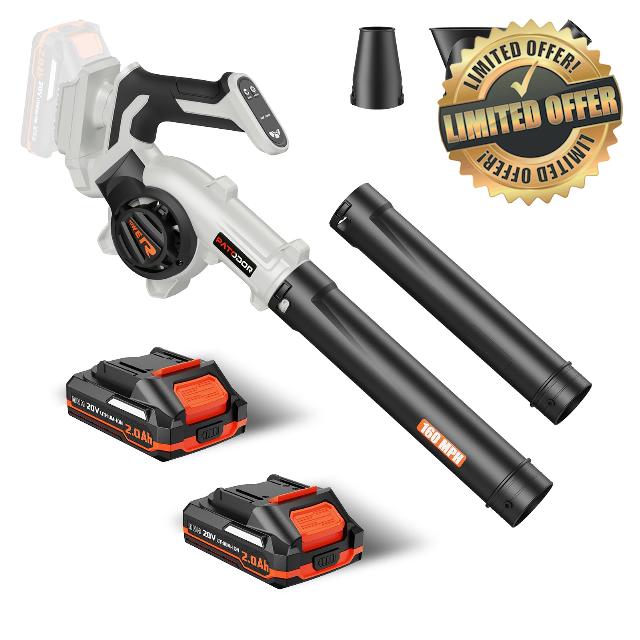 Leaf Blower Cordless - Electric Cordless Leaf Blower with 2 Batteries and Charger