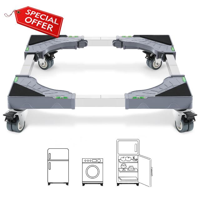 W B D WEIBIDA Adjustable Appliance Dolly Cart with 4 Locking Wheels