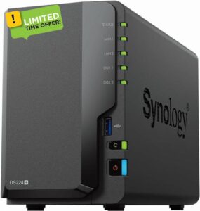 Synology 2-Bay DiskStation DS224+ NSA Server | Intel Celeron J4125 4-Core 2.0 GHz | 6GB DDR4 RAM | 8TB (2 x 4) 3.5" HDD