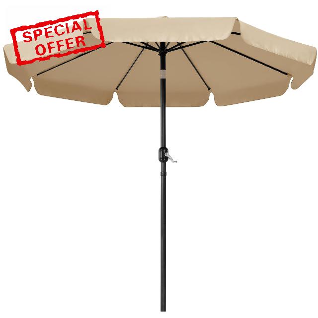 Yaheetech 2.7M Garden Parasol Umbrella Table Patio Umbrella Outdoor Sun Shade Umbrella with Crank Handle & 8 Metal Ribs for Garden/Deck/Balcony/Beach/Pool Ta