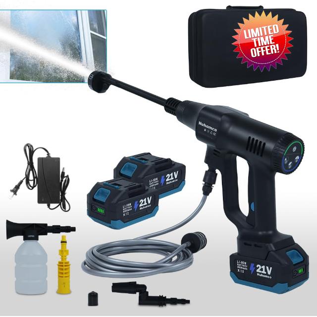 Cordless 200Bar/2900PSI High Pressure Washer Portable with 6-in-1 Nozzle Rechargeable 2×4.0Ah Battery