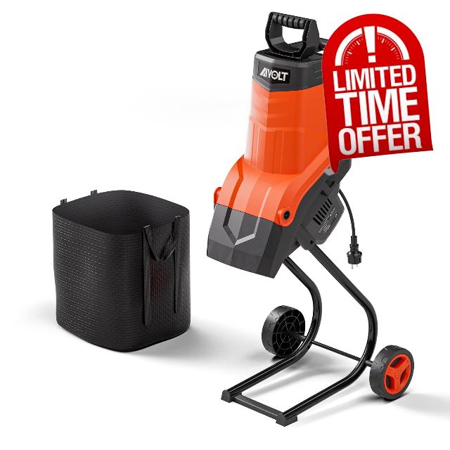 AIVOLT Wood Chipper Shredder 1800w Electric Leaf Mulcher Shredder with Collection Bag 1.8-inch Cutting Diameter 15-Amp for Mulching