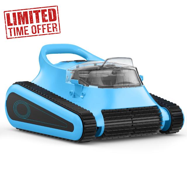 Pool Vacuum for Inground Pools: HISION Cordless Automatic Robotic Pool Cleaners for Swimming Pool Wall and Waterline Cleaning with 150 Mins Long Battery 180W Suction for Pools up to 2000 Sq.ft Blue