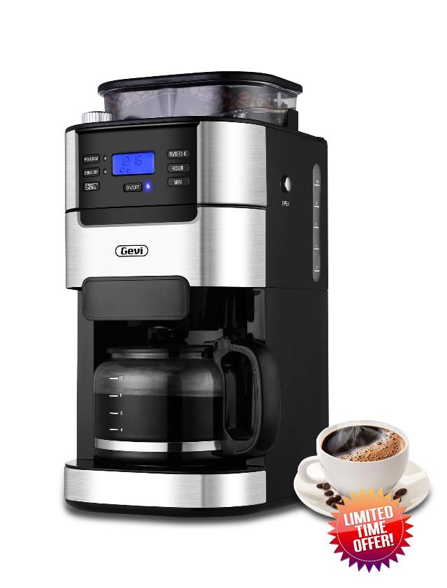Gevi 10-Cup Drip Coffee Maker with Built-in Grinder