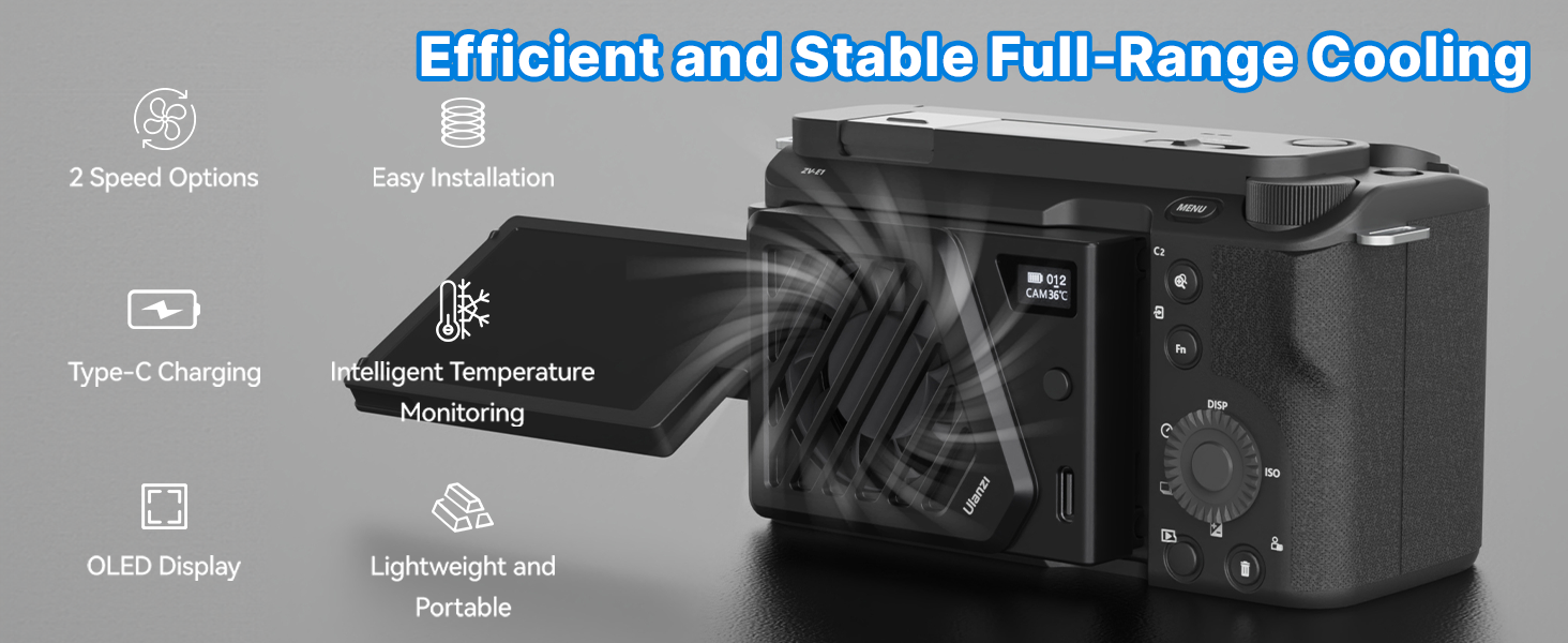 Suction Cup Mounting Adjustable Mini Intelligent Cooling Fan Real-time Monitoring