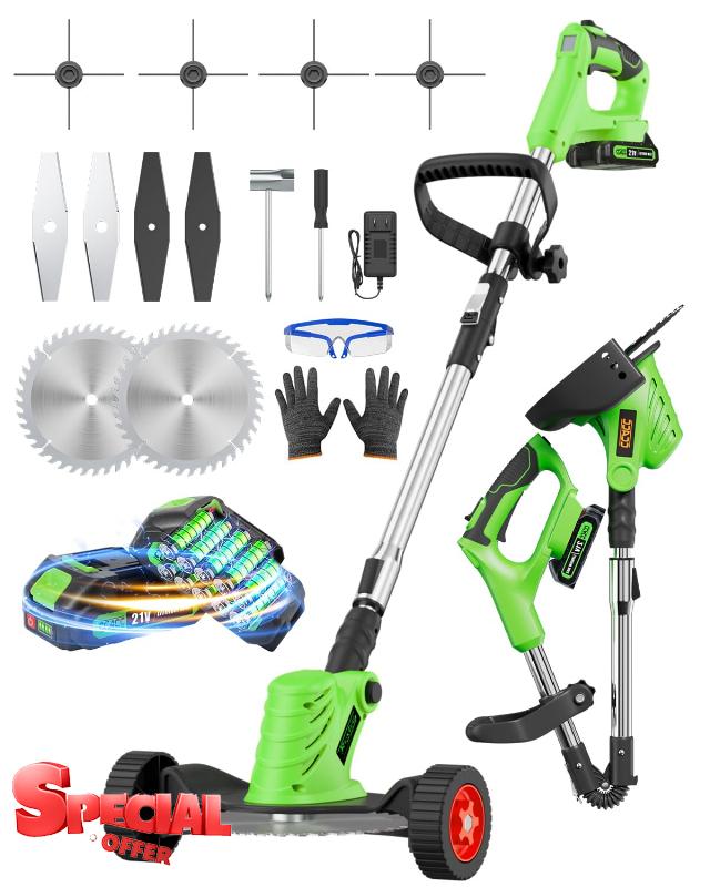 Electric Cordless Weed Wacker - Foldable Lightweight Weed Eater - Weed Eater Battery Powered