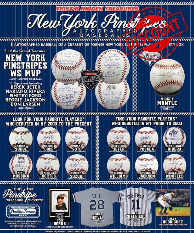 TRISTAR Hidden Treasures Autographed Baseballs - New York Pinstripes Edition (1 Box)