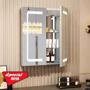 COSVALVE Lighted Medicine Cabinet with Mirror