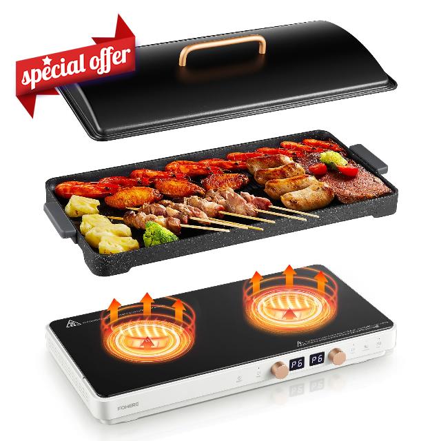 FOHERE Double Induction Cooktop with 2 Burners