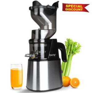 Cold Press Juicer Masticating Juicer Machines: 300W Easy to Clean Stainless Steel 5.1" Large Feed Chute Slow Masticating Juicer Machines