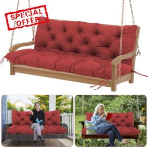 3 Seater Porch Swing Replacement Cushion Outdoor Waterproof Swing Cushions Thicken 5" Patio Swing Cushion with Backrest 60 ×40" Bench Cushion for Outdoor Backyard and Garden Furniture