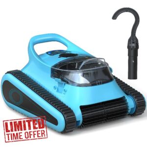 Pool Vacuum for Inground Pools: Cordless Robot Robotic Pool Cleaners with Free Hook 180W Suction Auto Vacuums Wall Climbing Waterline Scrubbing Cleaning 150 Mins Long Battery Up to 2
