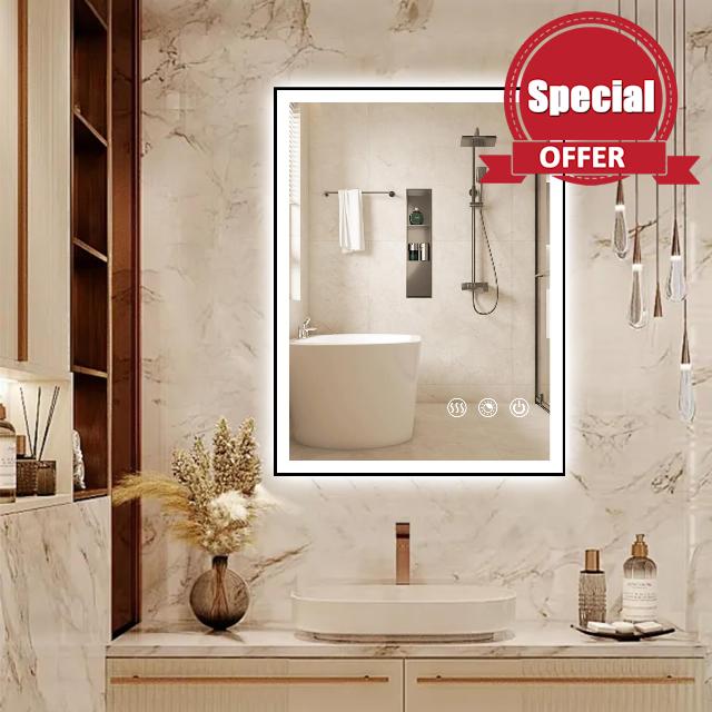 32x24 Inch Frame Bathroom Mirror with Lights