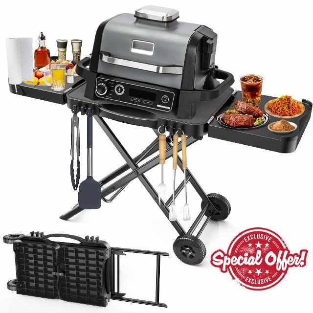 Portable Outdoor Grill Table Cart for Ninja Woodfire Outdoor Grill(OG700 OG800 OG900 Series)