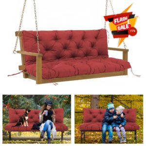 5" Thick Waterproof Porch Swing Cushion 60 x 40 in 3 Seater Replacement Outdoor Swing Cushions with Back Support Patio Swing Cushion for Outdoor Bench Furniture