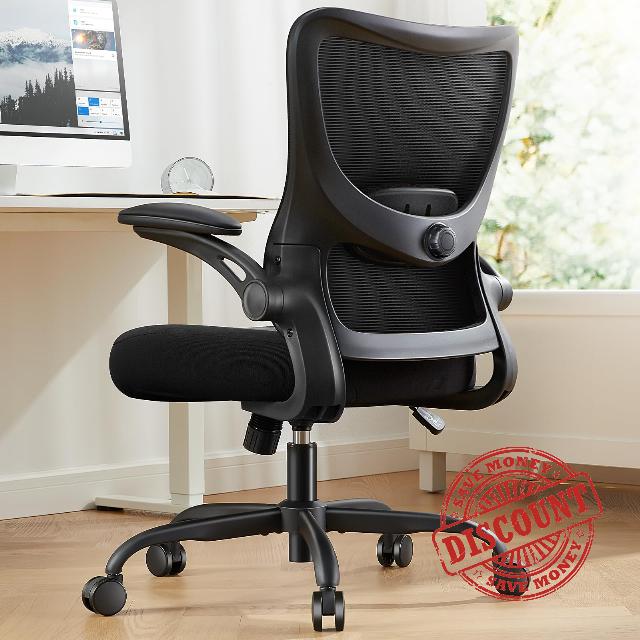 Marsail Office Chair Ergonomic Desk Chair with 3 Ways PU Armrests and Adjustable Lumbar Support Breathable Mesh Computer Chair Executive Rolling Swivel Comfy Task Chair for Home Office Gaming