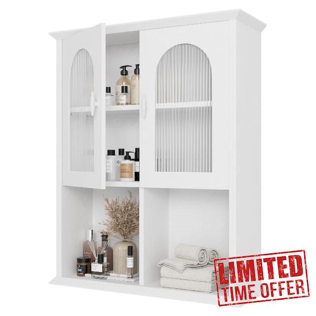CJL Bathroom Wall Cabinet with Fluted Door