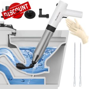 Electric Toilet Plunger - Puniarmu One Shot Unclogger for Bathroom and Kitchen Pipes - High Pressure Air Blaster for Heavy Duty Clogs