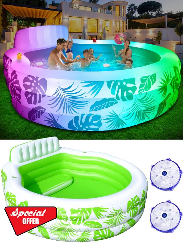 Inflatable Pool with Pool Lights