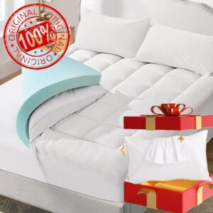 NEXHOME PRO Dual Layer 3 Inch Memory Foam Mattress Topper Ultra Soft and Breathable Queen Mattress Topper for Back Pain