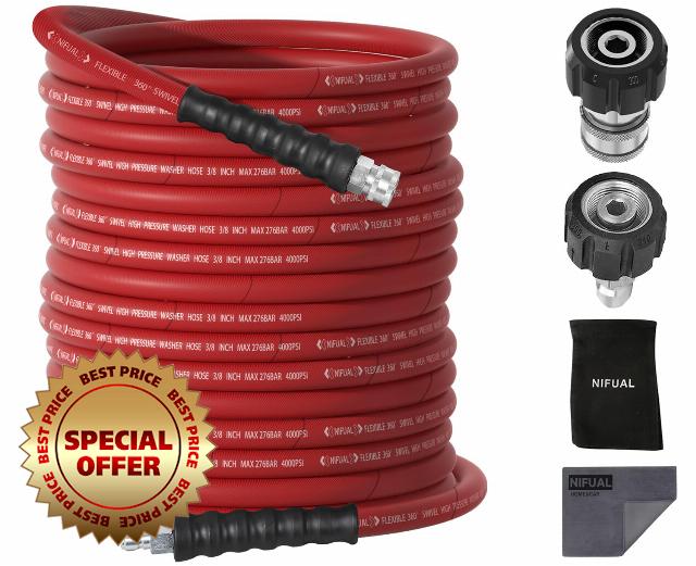 Pressure Washer Hose 100FT x 3/8 Inch Quick Connect