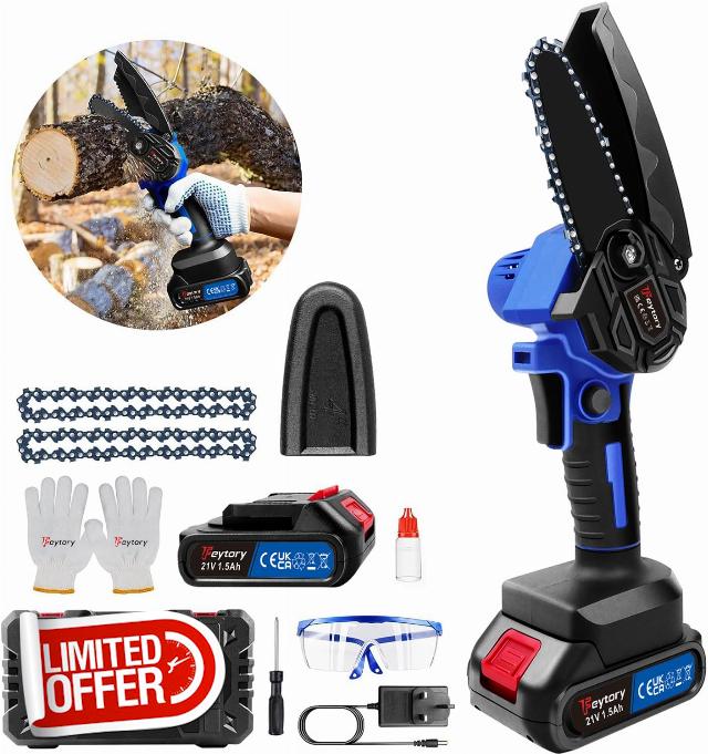 Huini Mini Chainsaw Cordless 4 Inch with Large LI-ion Battery