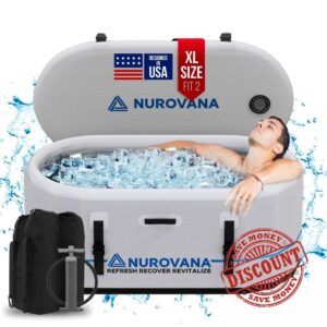 Cold Plunge Tub with Water Chiller Port - XL 59in Portable Ice Bath Tub for Athletes - Inflatable Ice Plunge Tub for Cold Therapy - Water Chiller for Cold Plunge Chiller for Ice Baths At Home Ice Pod