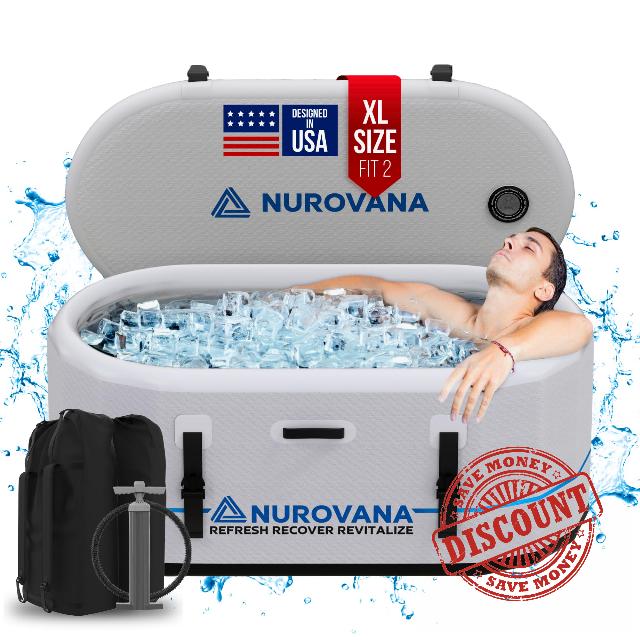 Cold Plunge Tub with Water Chiller Port - XL 59in Portable Ice Bath Tub for Athletes - Inflatable Ice Plunge Tub for Cold Therapy - Water Chiller for Cold Plunge Chiller for Ice Baths At Home Ice Pod