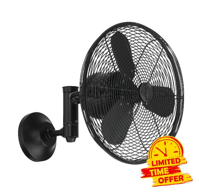 Craftmade Bellows IV Indoor/Outdoor 14" Flat Black Finish Ocscillation Wall Fan