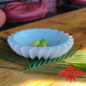 Marble Large Decorative Ruffle Bowl