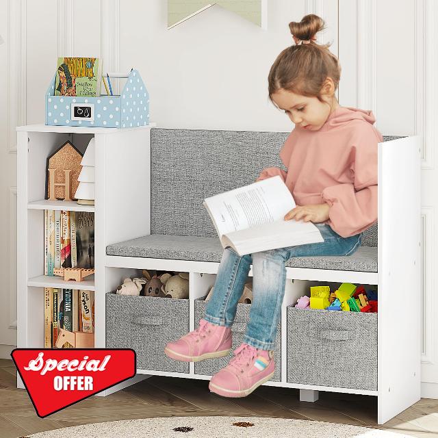 UTEX Kids Bookshelf with Reading Nook