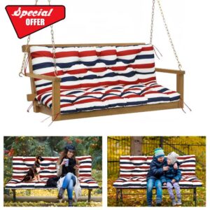 5" Thick Waterproof Porch Swing Cushion 60 x 40 in 3 Seater Replacement Outdoor Swing Cushions with Back Support Patio Swing Cushion for Outdoor Bench Furniture