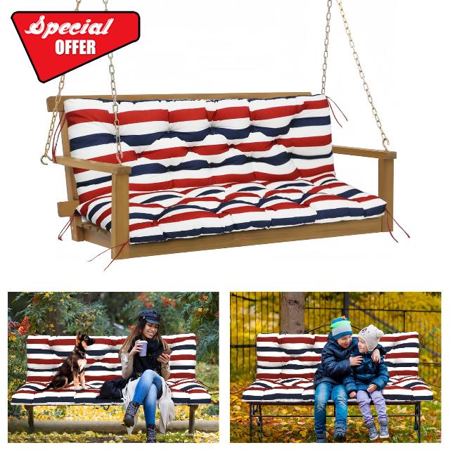 5" Thick Waterproof Porch Swing Cushion 60 x 40 in 3 Seater Replacement Outdoor Swing Cushions with Back Support Patio Swing Cushion for Outdoor Bench Furniture