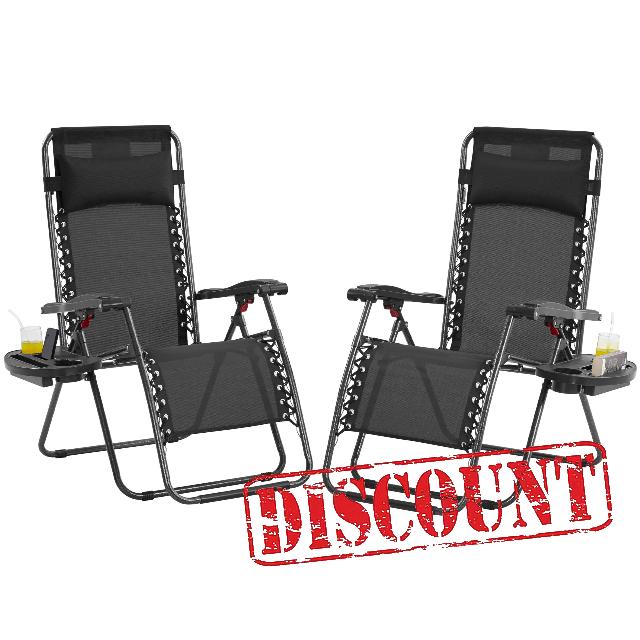 Yaheetech Zero Gravity Chairs Outdoor Adjustable Folding Sunloungers Lounge Recliners w/Pillows