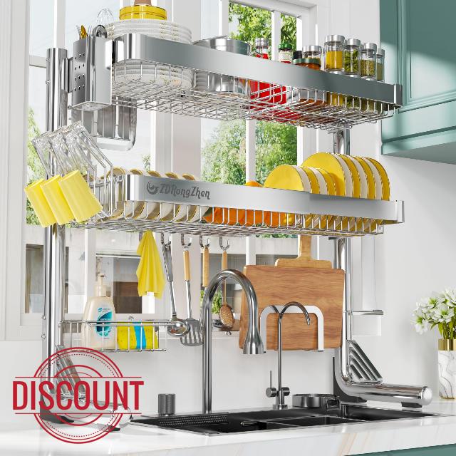 ZDRongZhen Over The Sink Dish Drying Rack