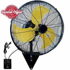18in Wall Mount Fan Oscillating Wall Fan Wall Mounted Fan Indoor High Velocity 3 Speed with Adjustable Tilting for Room Commercial Garage Industrial Outdoor Wall Fan