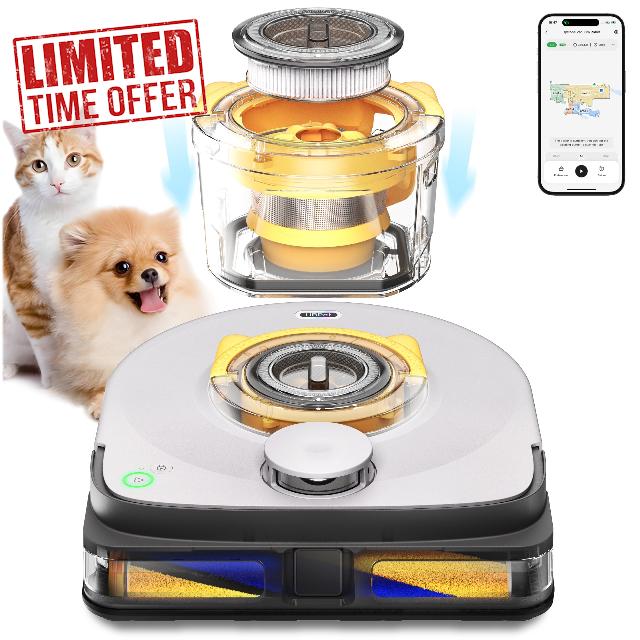 22000 Pa,Cyclone Robot Vacuum Cleaner,The Most Powerful Suction,Specially for Pet Hair on Carpets,LiDAR Nav,App Control