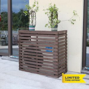 Air Conditioner Fence Outdoor Wood Privacy Fence Screen Wood Air Conditioner Privacy Screen Air Conditioning Cover for Winter And Summer Trash Can Enclosure Wood Flower Rack. ( Color : Brown
