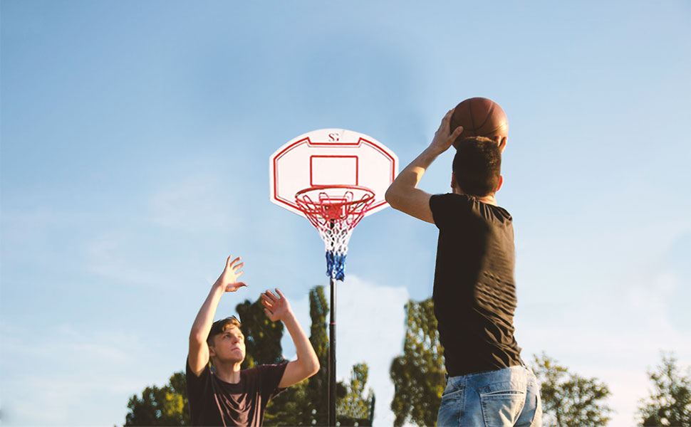 Basketball Hoop Stand Set Wide Backboard Indoor Basketball Goal User Friendly Adjustable Height