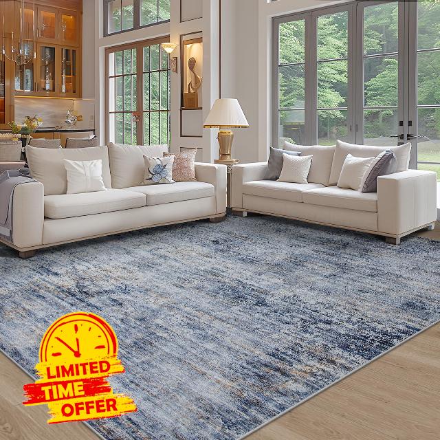 Area Rugs 8x10 Living Room Rugs: Large Modern Abstract Washable Rug with Non-Slip Backing