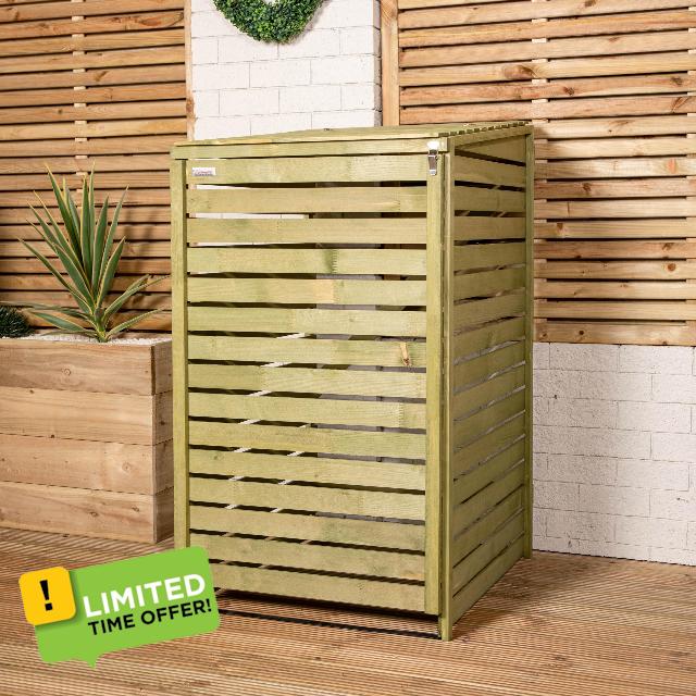 68cm x 1.2m Wooden Outdoor Garden Single Wheelie Bin Store Storage