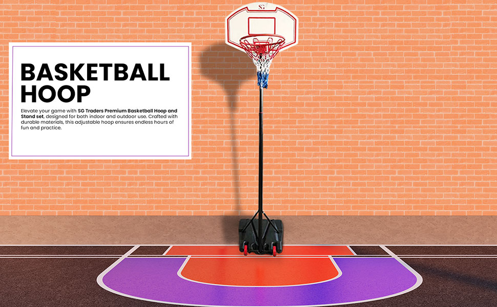 Basketball Hoop Stand Set Wide Backboard Indoor Basketball Goal User Friendly Adjustable Height